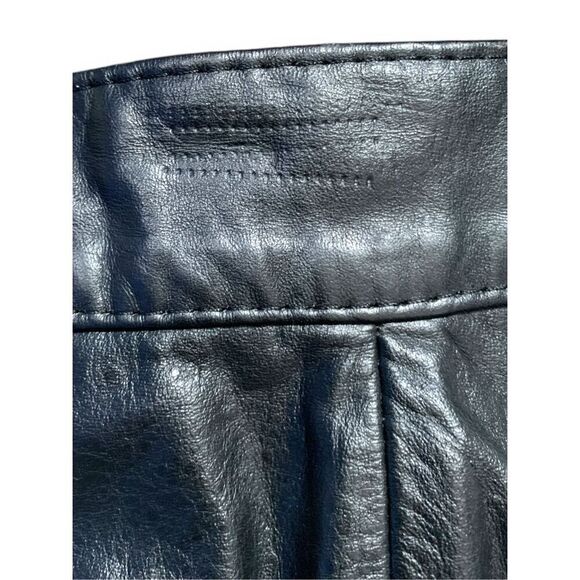 Vintage 90s Midi Pencil Skirt Black Leather High Waisted Tailored Snap Button - Picture 8 of 10